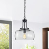 WAREHOUSE OF TIFFANY'S HM153/1 Karha 15.75 in. 1-Light Indoor Black Finish Pendant Lamp with Light Kit