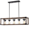WAREHOUSE OF TIFFANY'S HM217D/5FWG Jhenny 44 in. 5-Light Indoor Black Finish Pendant Lamp with Light Kit