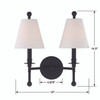 CRYSTORAMA RIV-383-BF Riverdale 2 Light Black Forged Wall Mount