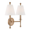 CRYSTORAMA RIV-383-AG Riverdale 2 Light Aged Brass Wall Mount