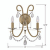 CRYSTORAMA 6822-VG-CL-S Othello 2 Light Vibrant Gold Wall Mount