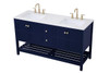 ELEGANT DECOR VF16460DBL 60 inch Single Bathroom Vanity in Blue