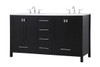 ELEGANT DECOR VF18860DBK 60 inch Double Bathroom Vanity in Black ELEGANT DECOR VF18860DBK 60 inch Double Bathroom Vanity in Black