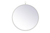 Elegant Decor MR4718WH Metal frame round mirror with decorative hook 18 inch in White