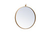 Elegant Decor MR4718BR Metal frame round mirror with decorative hook 18 inch in Brass