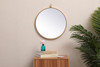 Elegant Decor MR4718BR Metal frame round mirror with decorative hook 18 inch in Brass