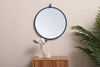 Elegant Decor MR4718BL Metal frame round mirror with decorative hook 18 inch in Blue