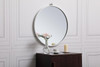 Elegant Decor MR4721WH Metal frame round mirror with decorative hook 21 inch in White
