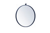 Elegant Decor MR4721BL Metal frame round mirror with decorative hook 21 inch in Blue