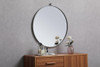 Elegant Decor MR4054GR Metal frame round mirror with decorative hook 28 inch Grey