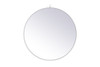 Elegant Decor MR4057WH Metal frame round mirror with decorative hook 32 inch in White