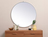 Elegant Decor MR4745S Metal frame round mirror with decorative hook 45 inch in silver