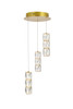 Elegant Lighting 3500D3RG Polaris LED light Gold Pendant Clear Crystal