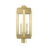 LIVEX LIGHTING 27717-08 3 Light Natural Brass Outdoor Post Top Lantern