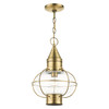 LIVEX LIGHTING 26906-01 1 Light Antique Brass Outdoor Pendant Lantern LIVEX LIGHTING 26906-01 1 Light Antique Brass Outdoor Pendant Lantern