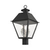 LIVEX LIGHTING 27219-04 3 Light Black Outdoor Post Top Lantern