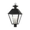 LIVEX LIGHTING 27223-04 4 Light Black Outdoor Post Top Lantern