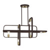 LIVEX LIGHTING 49748-07 Bergamo 6 Lt Bronze with Antique Brass Accents Linear Chandelier