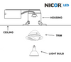 NICOR 17519 6 in. White Regressed Eyeball Recessed Trim with Baffle