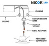 NICOR DCR561081204KAC DCR56 Series 5/6 in. 800 Lumen LED Recessed Downlight Retrofit Light Fixture in Aged Copper, 4000K