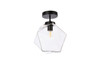 Living District LD2346BK Lawrence 1 light black and clear glass flush mount