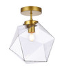 Living District LD2346BR Lawrence 1 light brass and clear glass flush mount