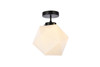 Living District LD2347BK Lawrence 1 light black and white glass flush mount