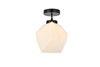 Living District LD2347BK Lawrence 1 light black and white glass flush mount