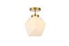 Living District LD2347BR Lawrence 1 light brass and white glass flush mount