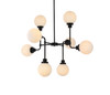 Living Disrict LD7038D36BK Hanson 8 lights pendant in black with frosted shade