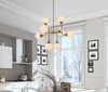 Living Disrict LD7038D36BR Hanson 8 lights pendant in brass with frosted shade