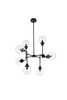 Living Disrict LD7039D36BK Hanson 8 lights pendant in black with clear shade