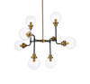 Living Disrict LD7039D36BRB Hanson 8 lights pendant in black with brass with clear shade
