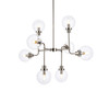 Living Disrict LD7039D36PN Hanson 8 lights pendant in polish nickel with clear shade