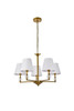 Living Disrict LD7024D25BR Bethany 5 lights pendant in brass with white fabric shade