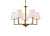 Living Disrict LD7024D25BR Bethany 5 lights pendant in brass with white fabric shade