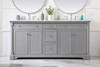 Elegant Décor VF53072DGR 72 inch double bathroom vanity in Grey