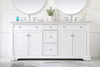 Elegant Décor VF53072DWH 72 inch double bathroom vanity in White