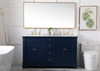 Elegant Decor VF50060DBL 60 inch Double Bathroom Vanity set in Blue
