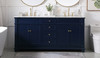 Elegant Decor VF50072DBL 72 inch Double Bathroom Vanity set in Blue