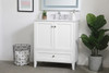 Elegant Decor VF18030WH-BS 30 inch Single Bathroom Vanity in White with Backsplash