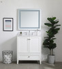 Elegant Decor VF18030WH-BS 30 inch Single Bathroom Vanity in White with Backsplash