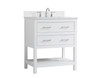 Elegant Decor VF19030WH-BS 30 inch Single Bathroom Vanity in White with Backsplash