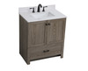 Elegant Decor VF2830WO-BS 30 inch Single Bathroom Vanity in Weathered oak with Backsplash