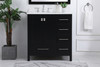 Elegant Decor VF18832BK-BS 32 inch Single Bathroom Vanity in Black with Backsplash
