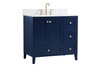 Elegant Decor VF18036BL-BS 36 inch Single Bathroom Vanity in Blue with Backsplash