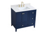 Elegant Decor VF18036BL-BS 36 inch Single Bathroom Vanity in Blue with Backsplash