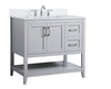 Elegant Decor VF16036GR-BS 36 inch Single Bathroom Vanity in Grey with Backsplash