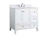 Elegant Decor VF18036WH-BS 36 inch Single Bathroom Vanity in White with Backsplash