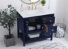 Elegant Decor VF16436BL-BS 36 inch Single Bathroom Vanity in Blue with Backsplash
